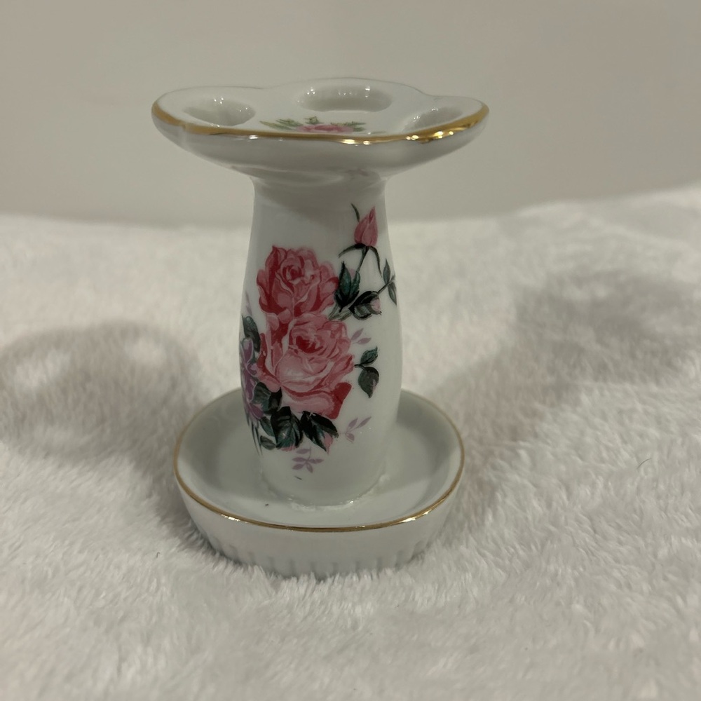 Vintage Floral Porcelain toothbrush Holder